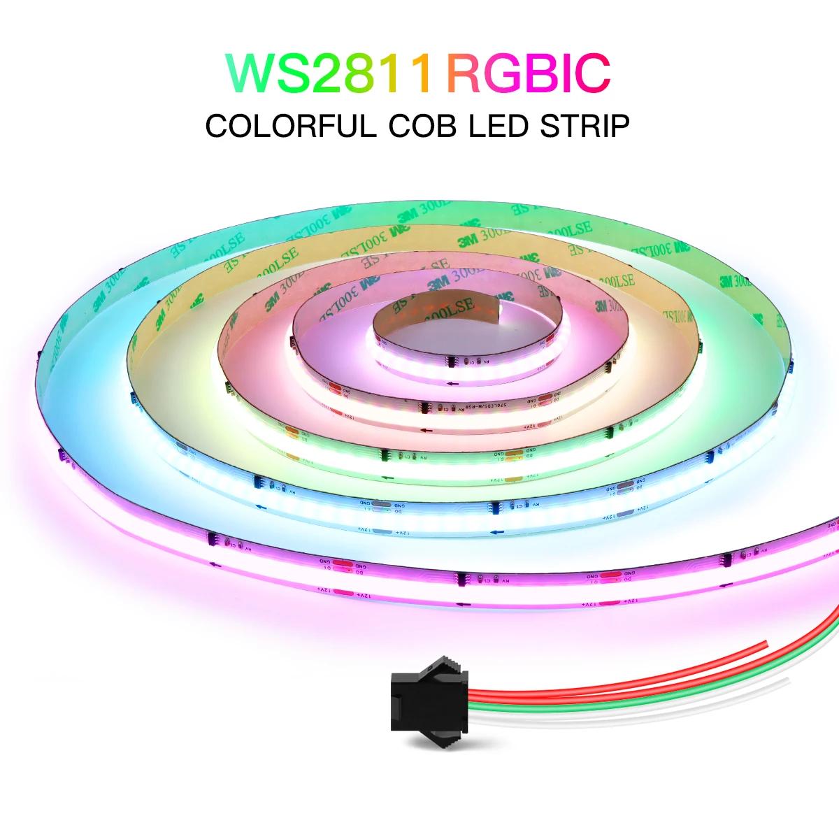 RGBIC RGB LED Ʈ , ÷Ǯ  TV Ʈ, COB LED  ̿,  , 576LEDs/m, 12V, WS2811, 1m, 2m, 3m, 5m